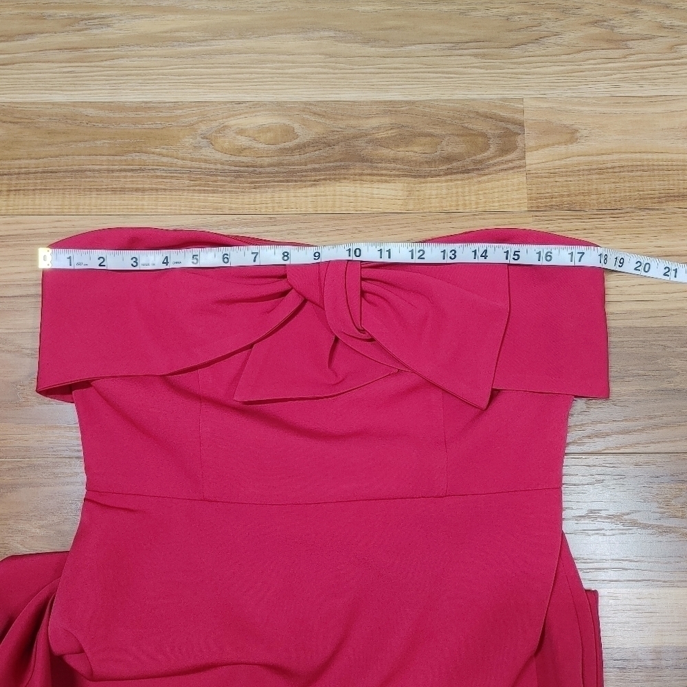 Sam Edelman Red Bow Front Sheath Strapless Dress Size 10 - Picture 3 of 13